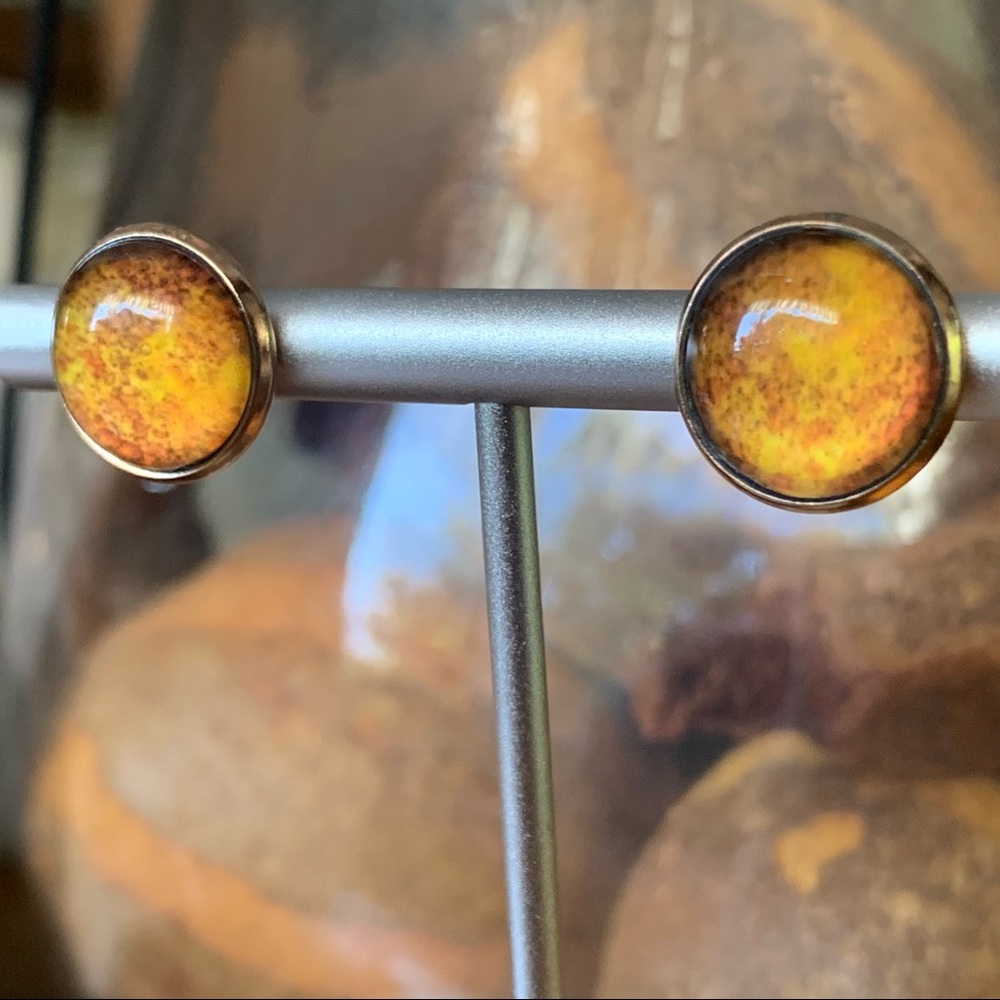 Honey colored stud earrings, handmade, NWT